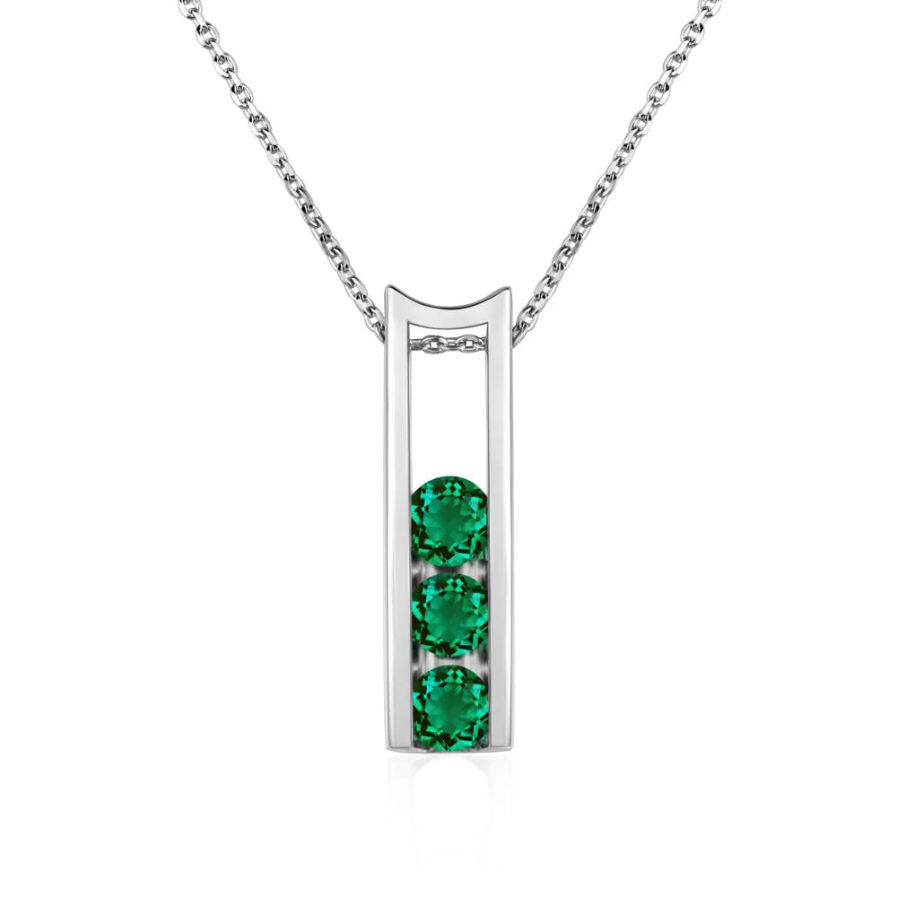 Emerald Three Stone Necklace - Image 3