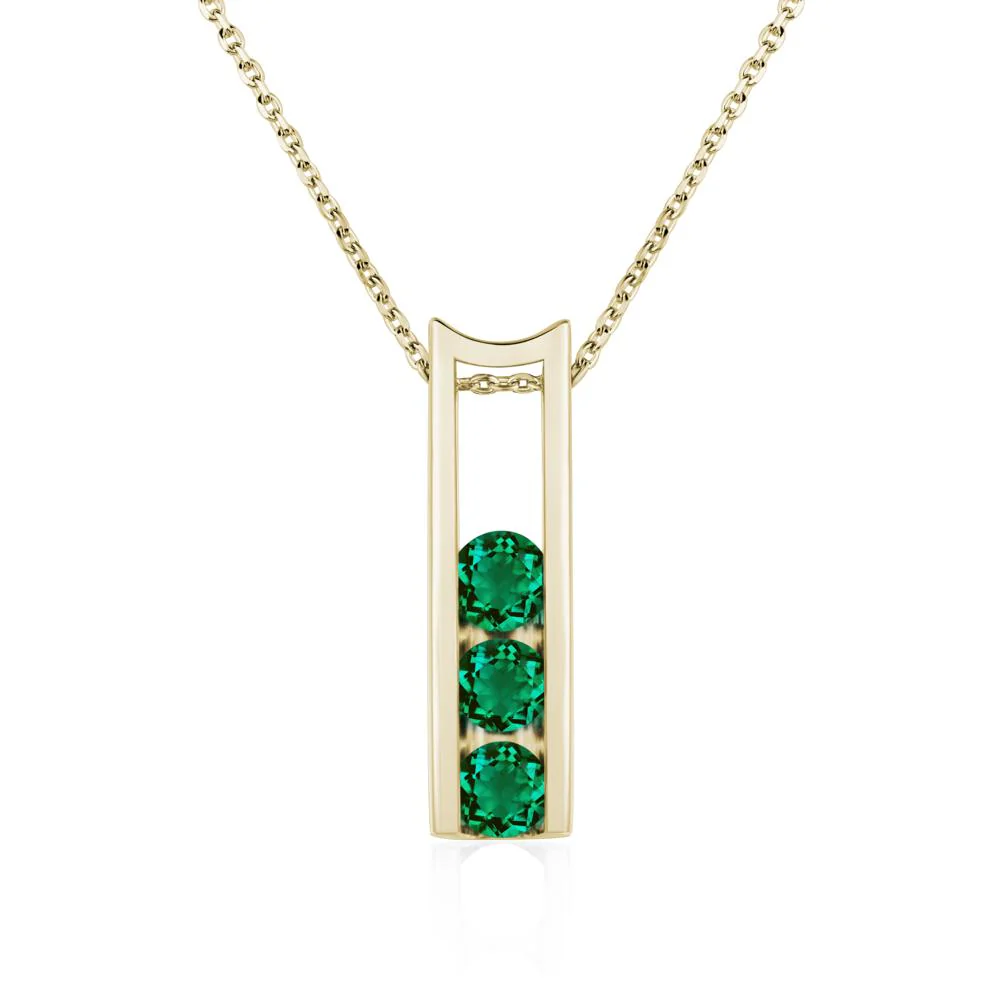 Emerald Three Stone Necklace - Image 4