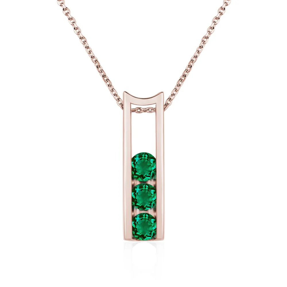 Emerald Three Stone Necklace - Image 5