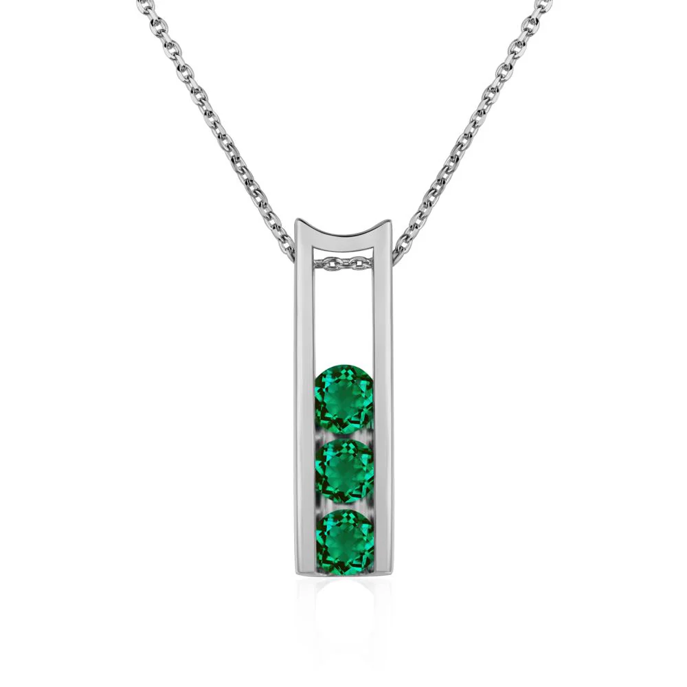 Emerald Three Stone Necklace - Image 6