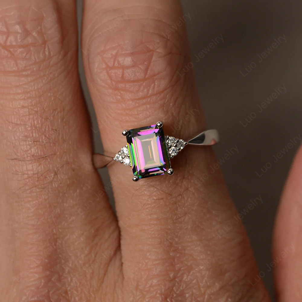 Emerald Cut Mystic Topaz Ring - Image 4