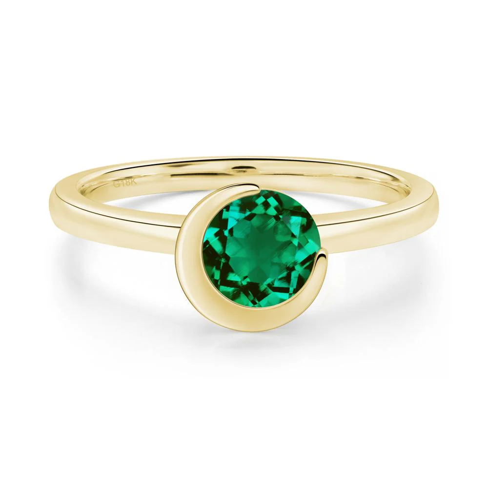 Emerald New Moon Bezel Ring - Image 3