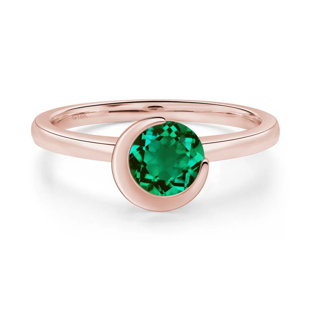 Emerald New Moon Bezel Ring - Image 7
