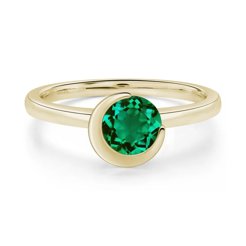 Emerald New Moon Bezel Ring - Image 9
