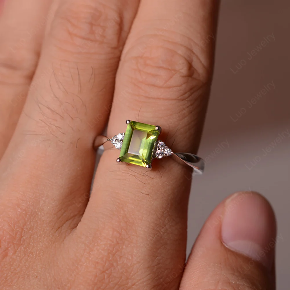 Emerald Cut Peridot Ring - Image 2
