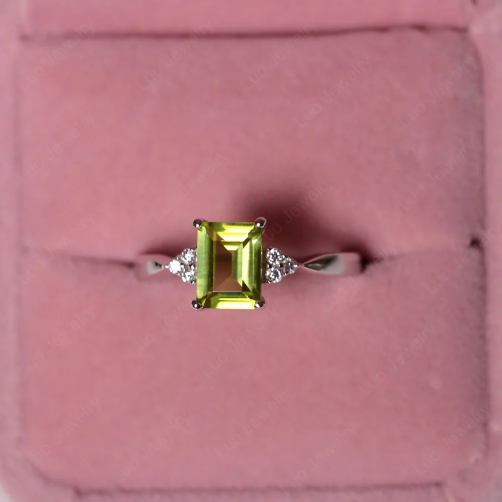 Emerald Cut Peridot Ring - Image 5