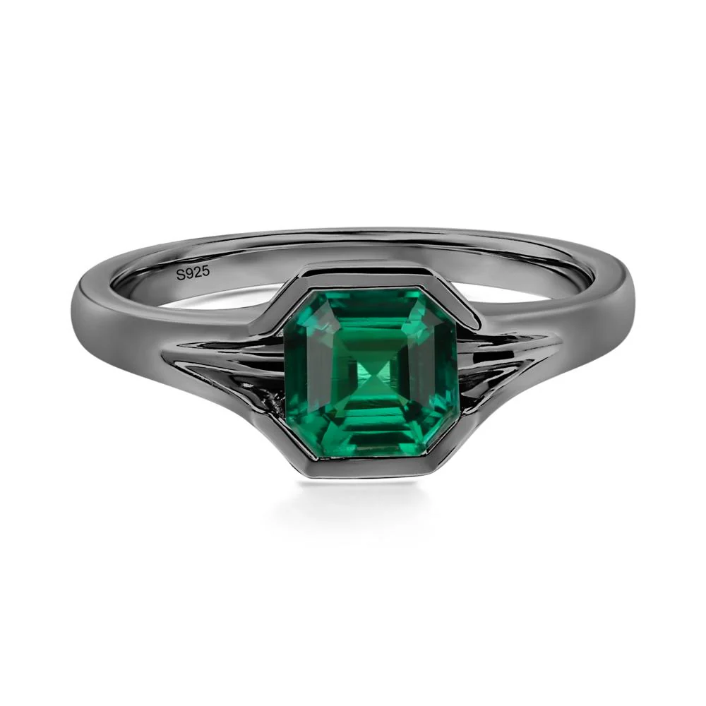 Emerald Bezel Solitaire Ring - Image 2