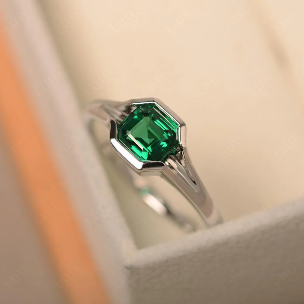 Emerald Bezel Solitaire Ring - Image 32