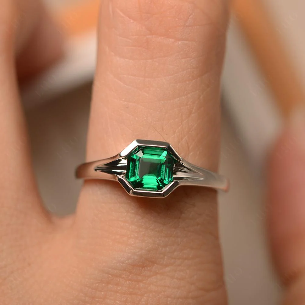 Emerald Bezel Solitaire Ring - Image 34