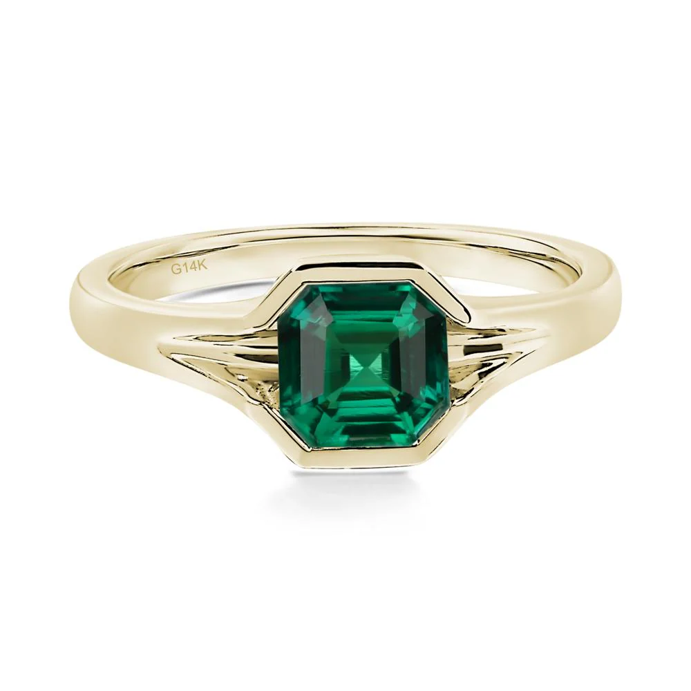 Emerald Bezel Solitaire Ring - Image 4