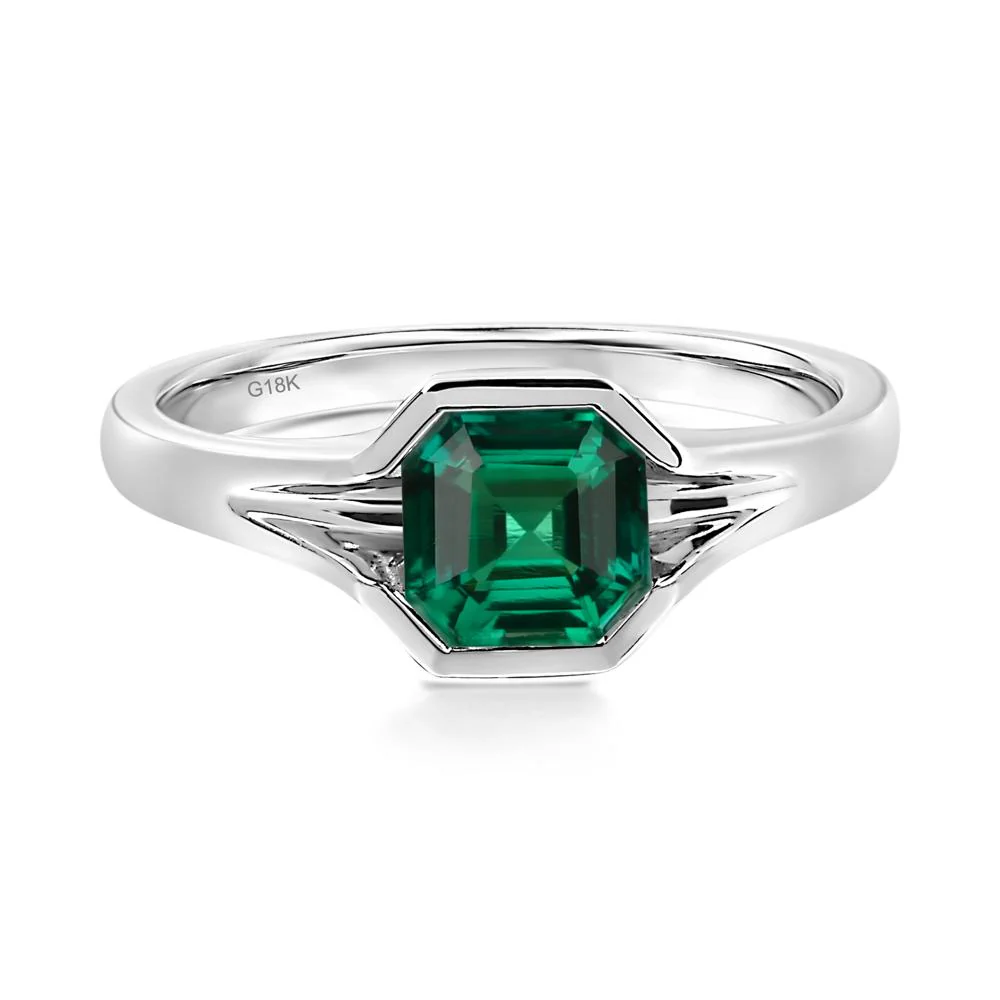 Emerald Bezel Solitaire Ring - Image 6