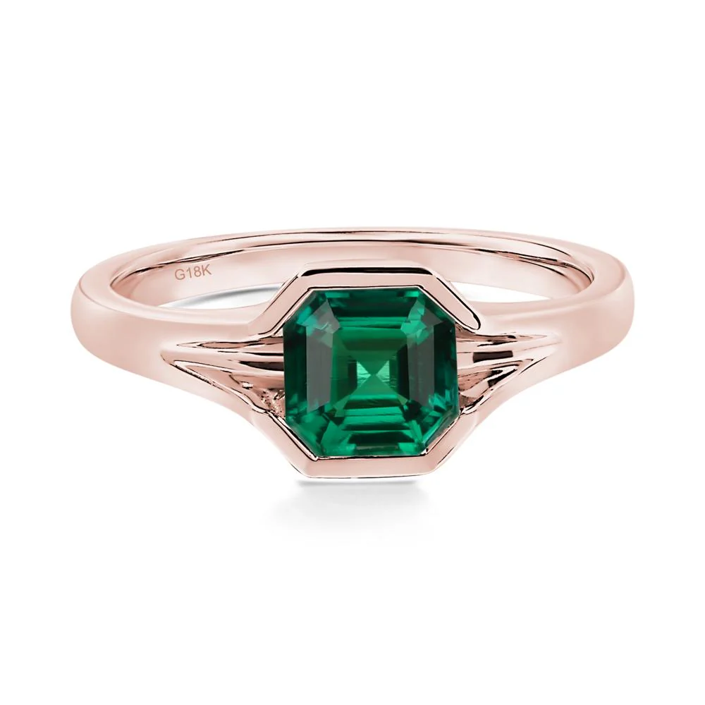 Emerald Bezel Solitaire Ring - Image 8