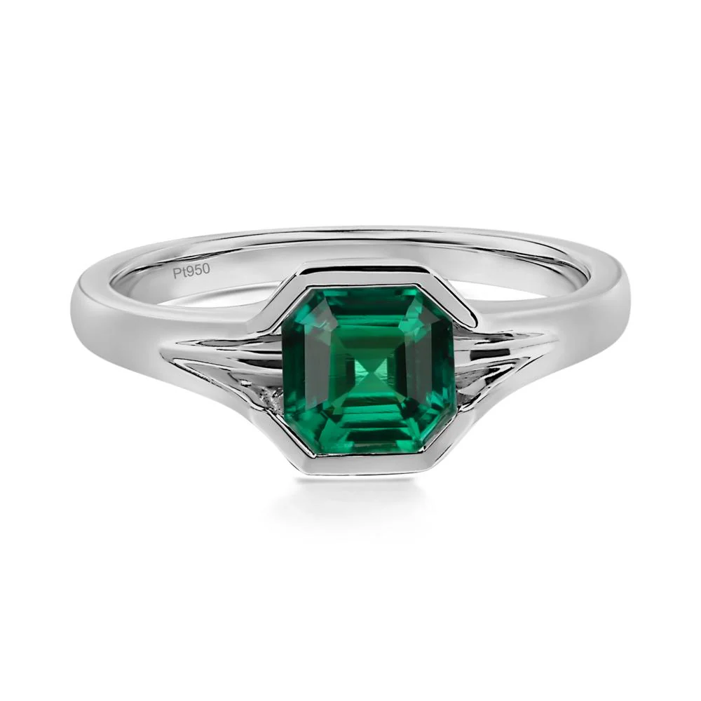 Emerald Bezel Solitaire Ring - Image 9