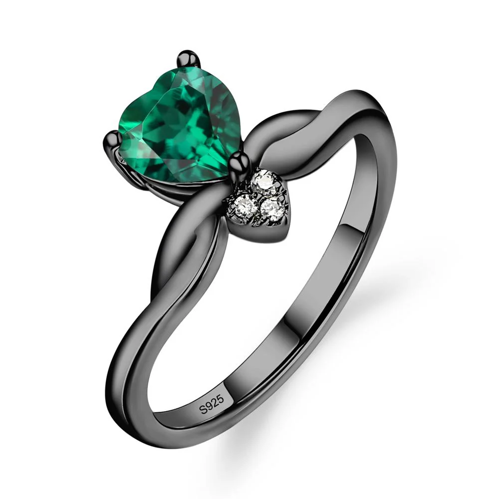 Dainty Twisted Emerald Engagement Ring - Image 3