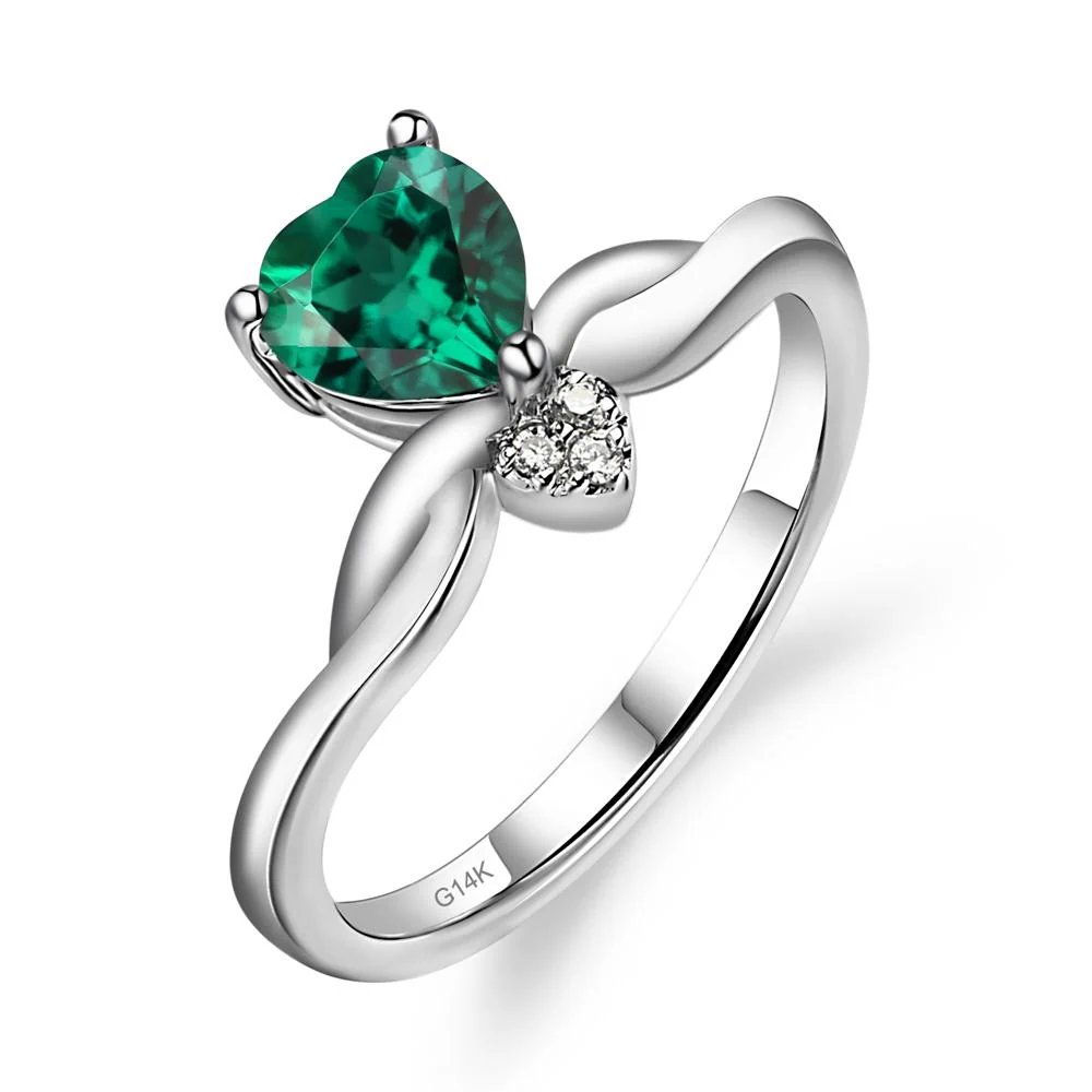 Dainty Twisted Emerald Engagement Ring - Image 4