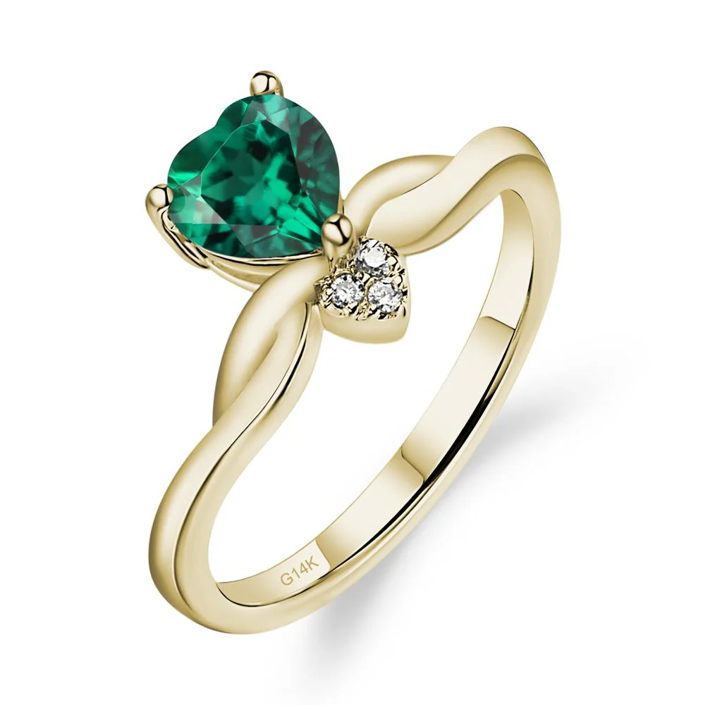 Dainty Twisted Emerald Engagement Ring - Image 5
