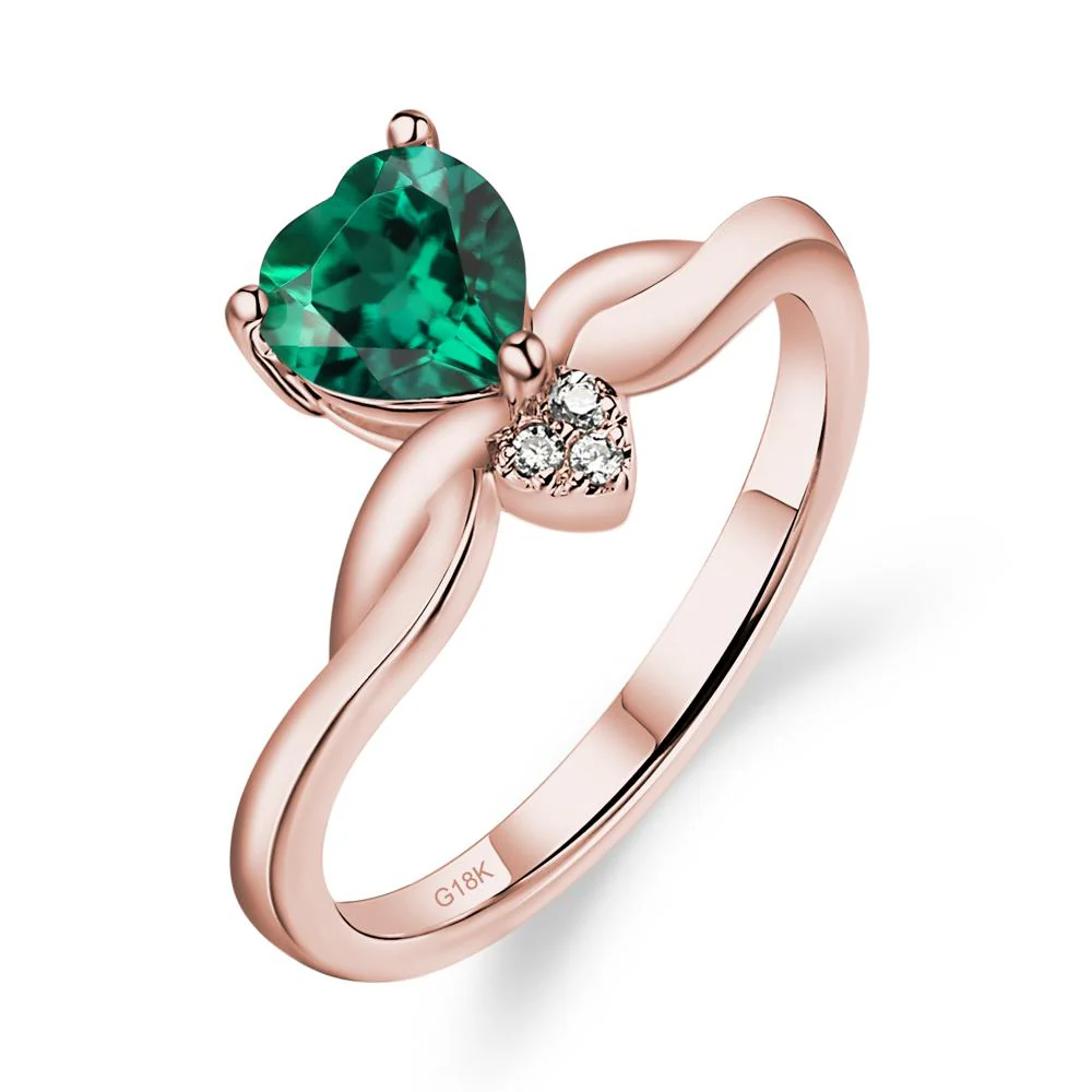 Dainty Twisted Emerald Engagement Ring - Image 9