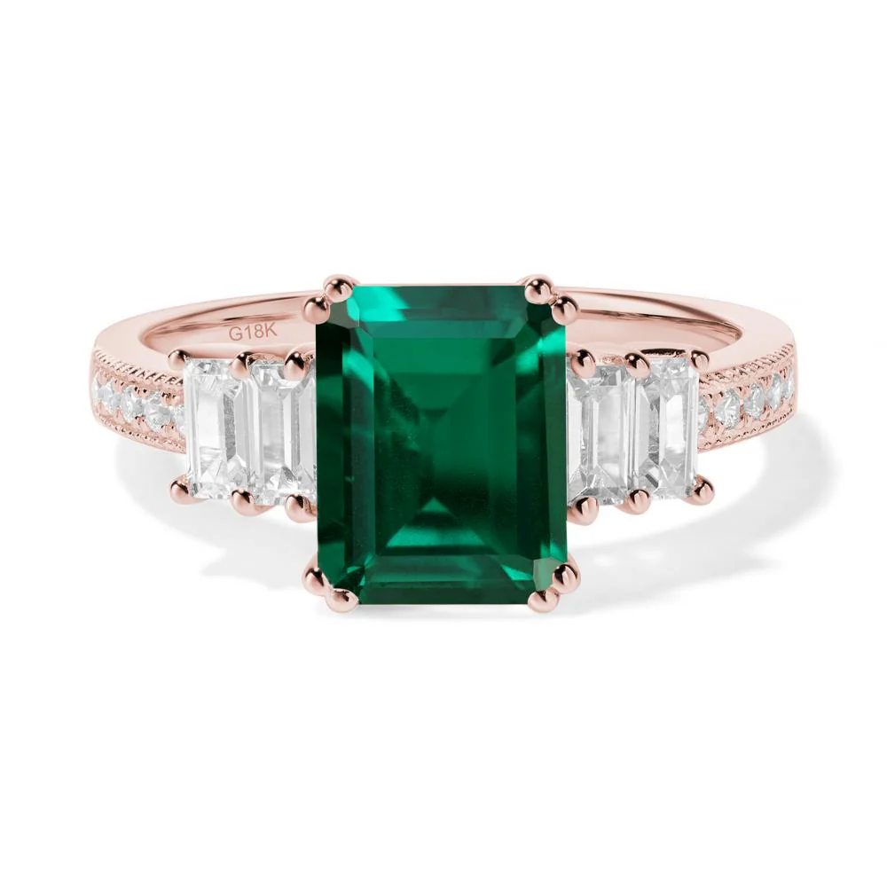 Emerald Double Prong Engagement Ring
