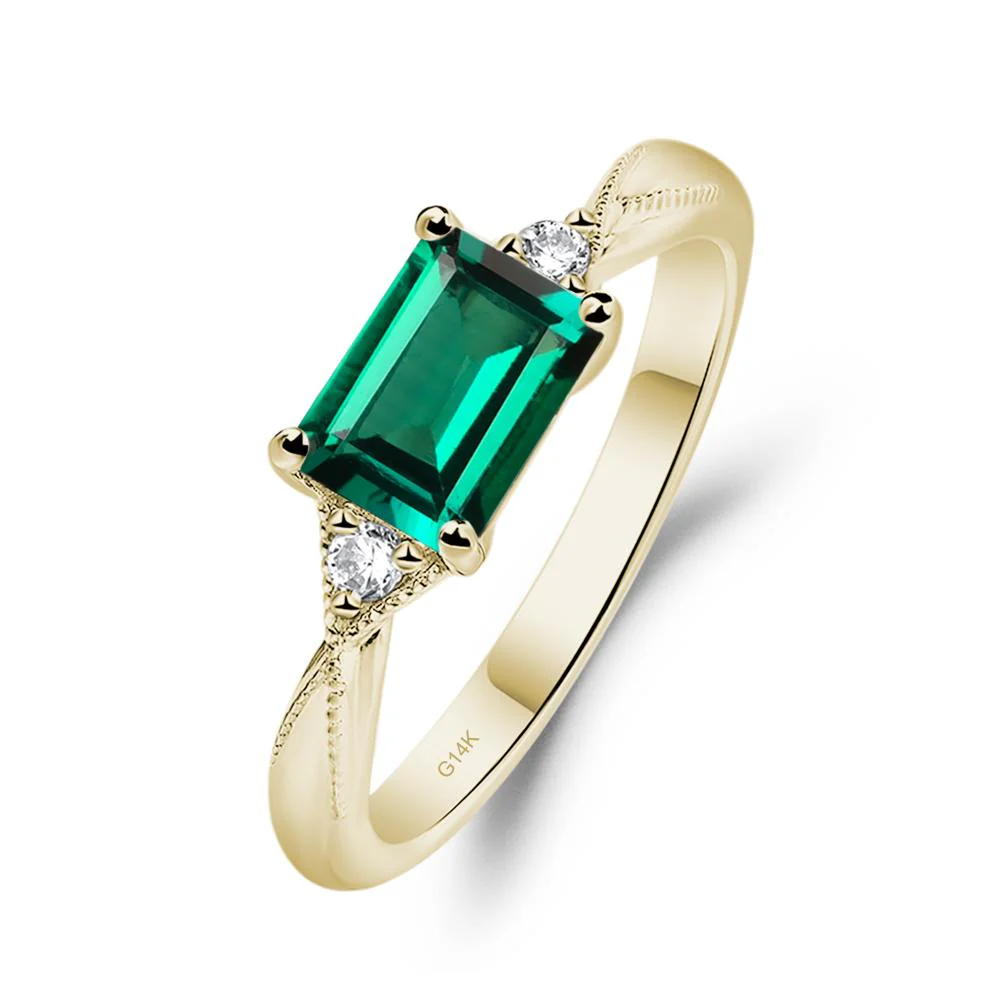 Emerald Milgrain Ring