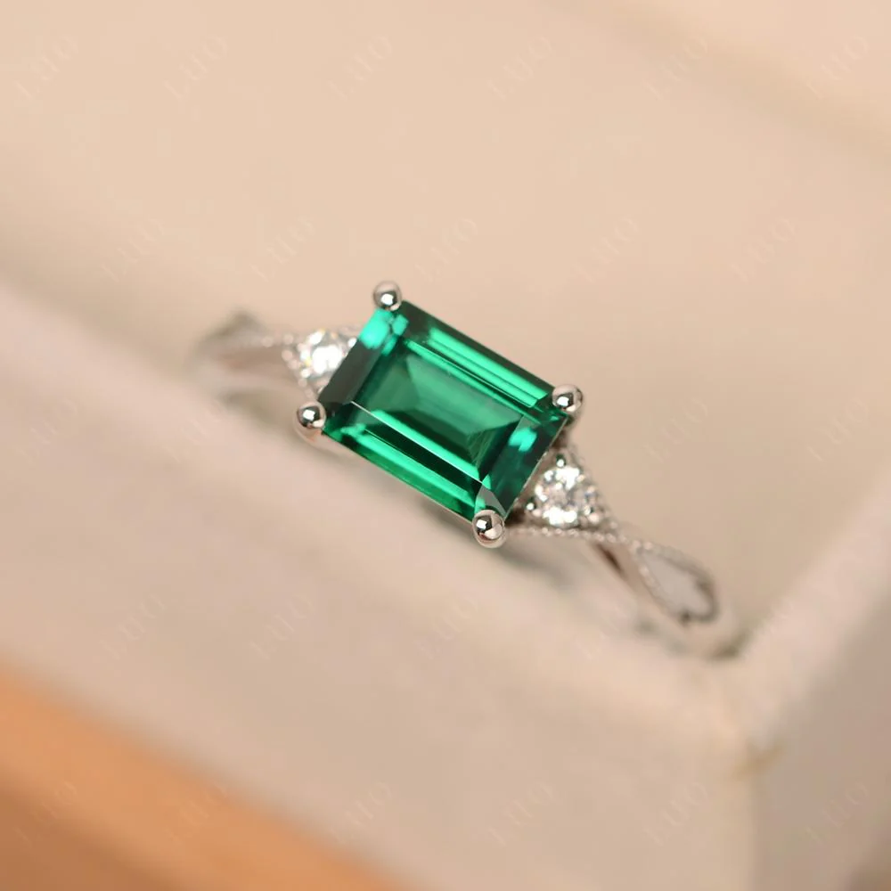 Emerald Milgrain Ring - Image 10