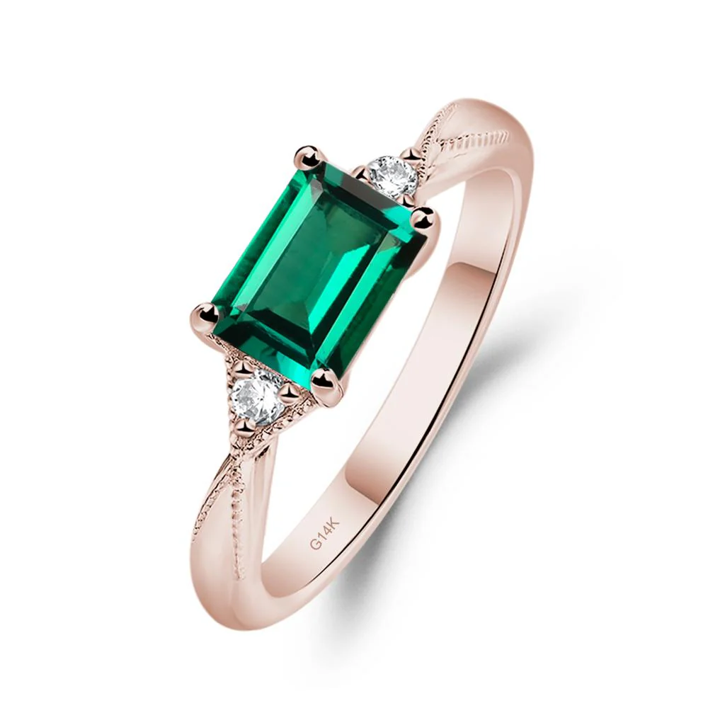 Emerald Milgrain Ring - Image 5