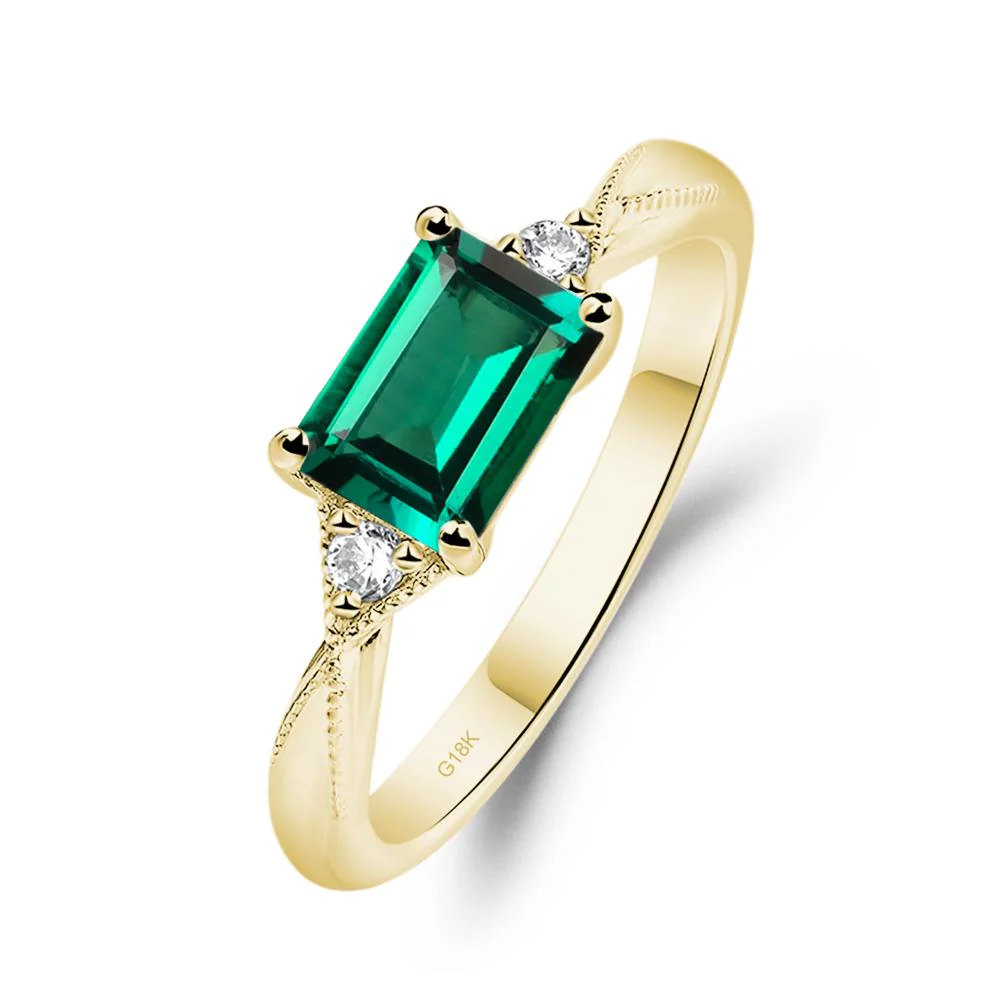 Emerald Milgrain Ring - Image 8