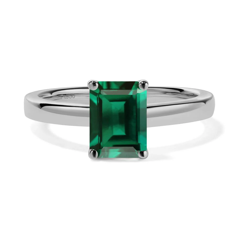 Emerald Plain Band Solitaire Engagement Ring