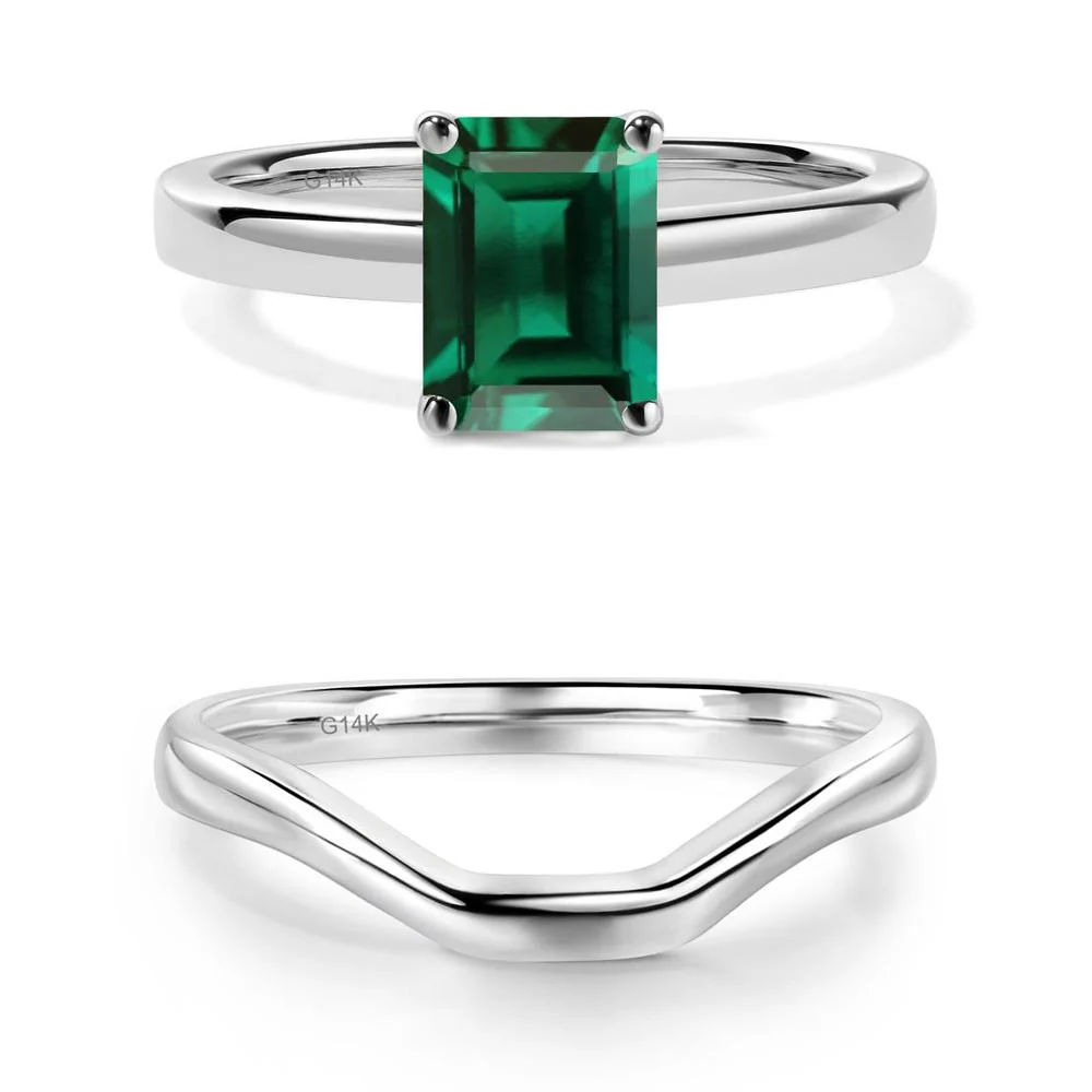 Emerald Plain Band Solitaire Engagement Ring - Image 25