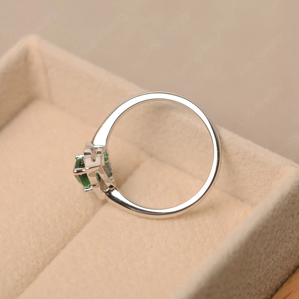 Marquise Cut Emerald Halo Engagement Ring - Image 4
