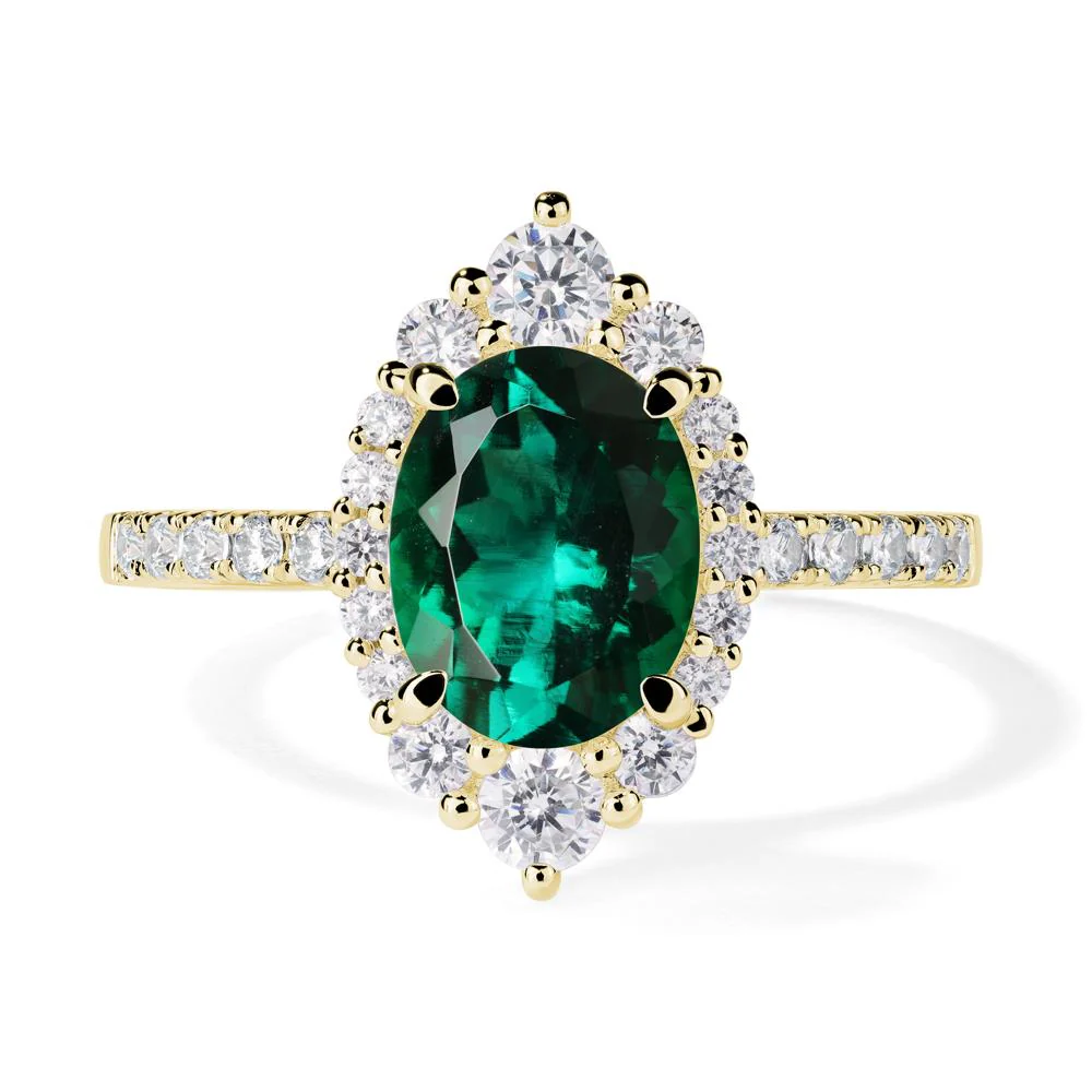 Oval Emerald Halo Cluster Ring - Image 8