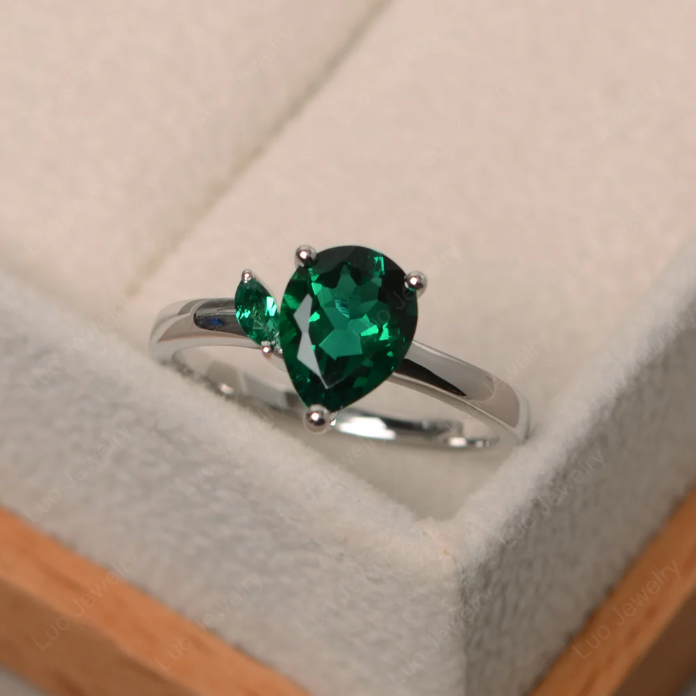 Unique Pear Shaped Emerald Ring