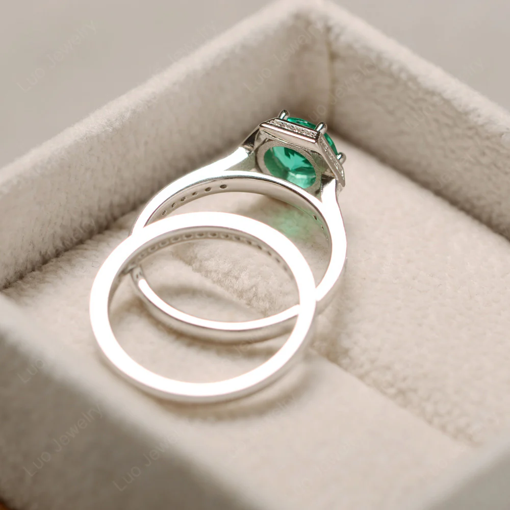 Emerald Cathedral Wedding Ring Sets - Image 3