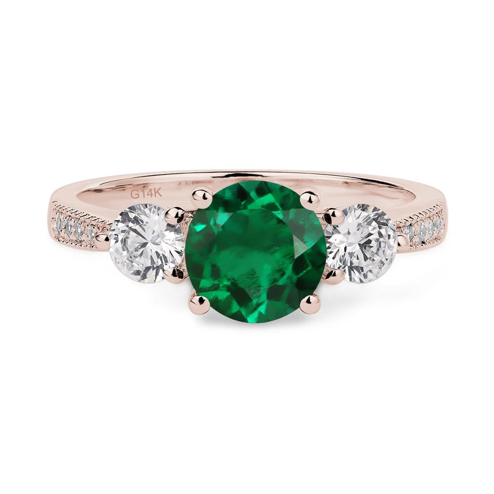 Emerald 3 Stone Engagement Ring - Image 5
