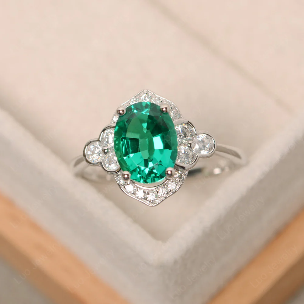 Emerald Halo Engagement Ring - Image 2
