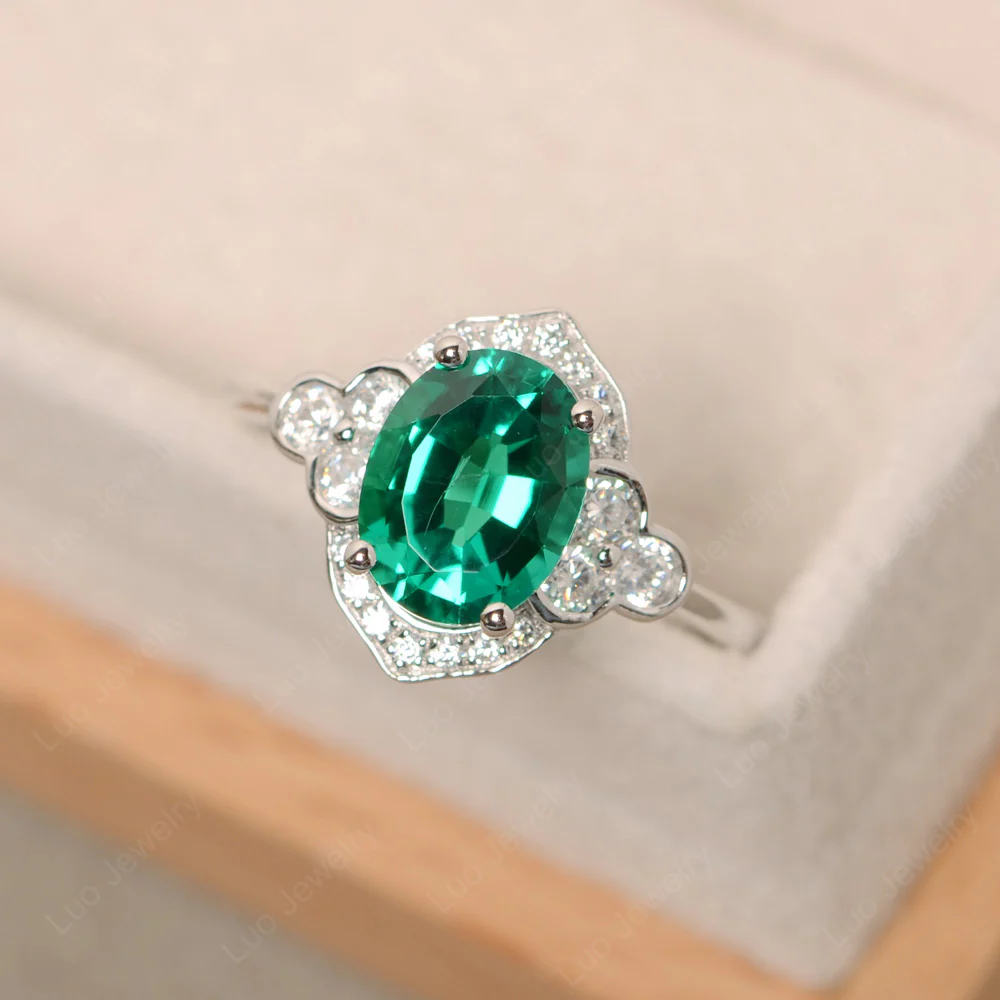 Emerald Halo Engagement Ring - Image 3