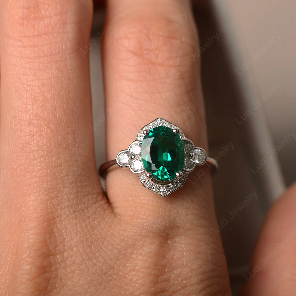 Emerald Halo Engagement Ring - Image 4