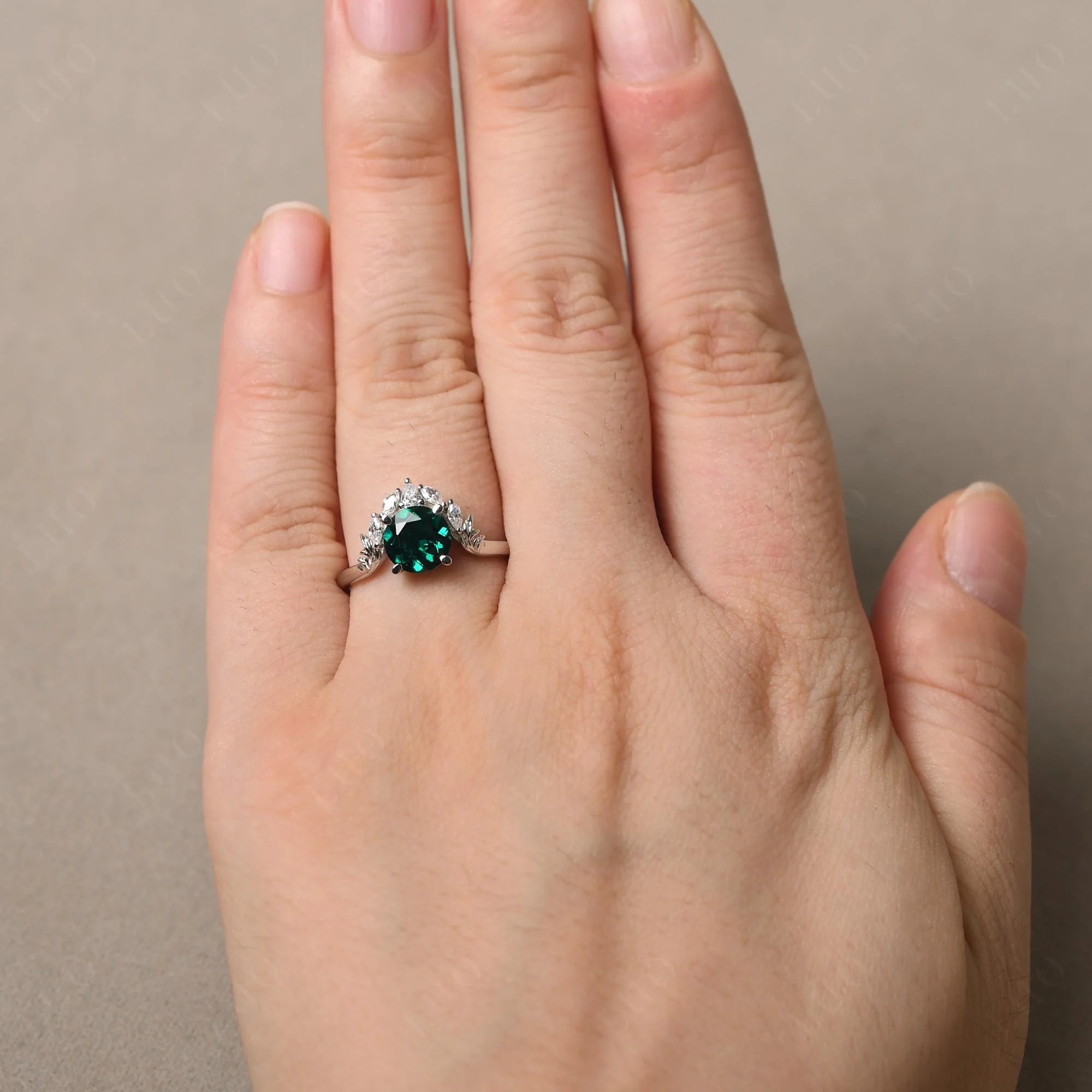 Emerald Ring with Marquise Side Stone - Image 33
