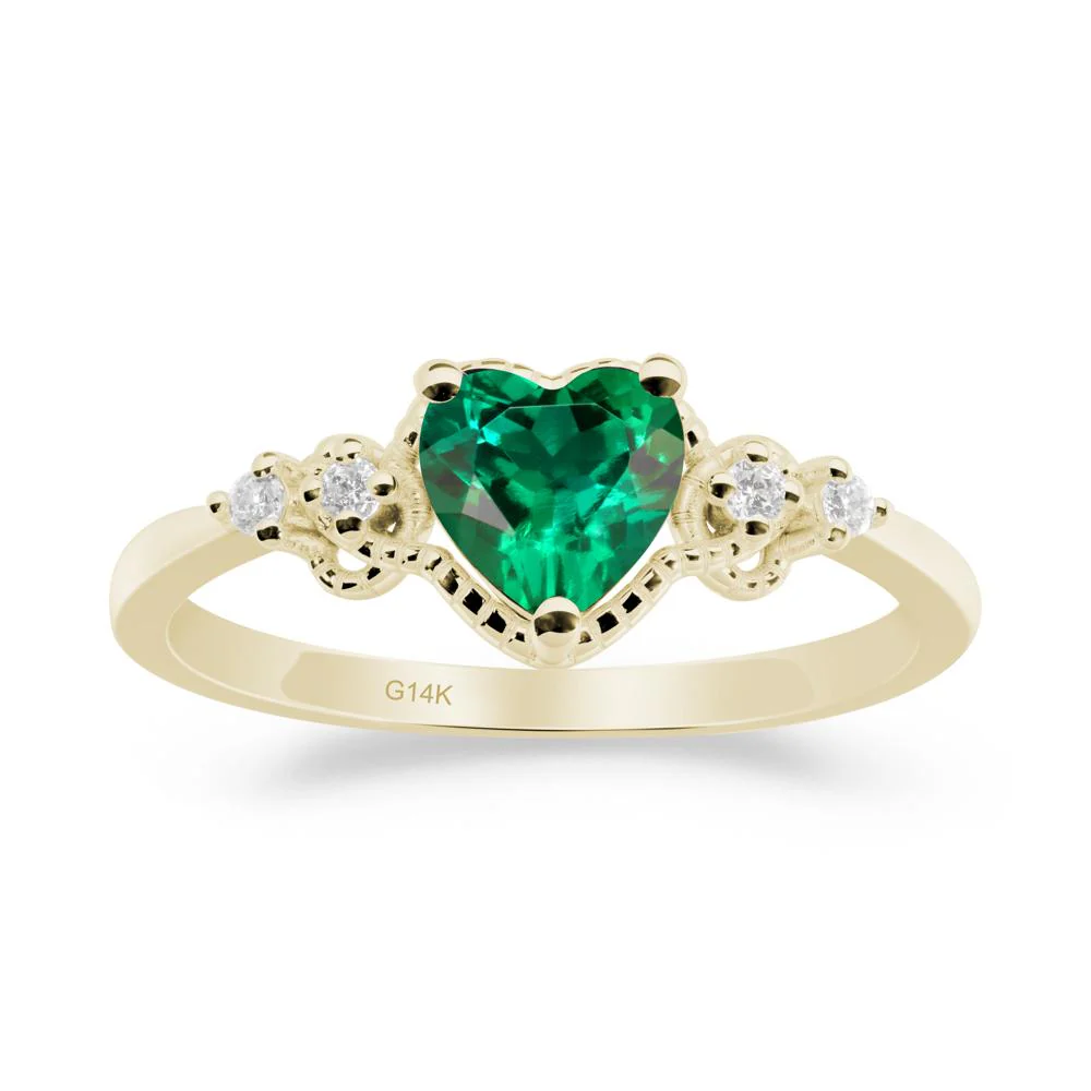 Emerald Ring with Milgrain Halo - Image 5