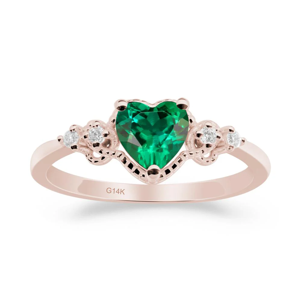 Emerald Ring with Milgrain Halo - Image 7
