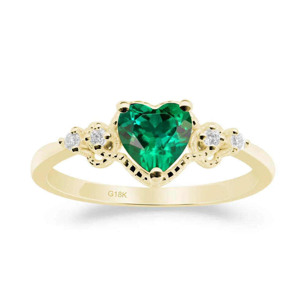 Emerald Ring with Milgrain Halo - Image 8