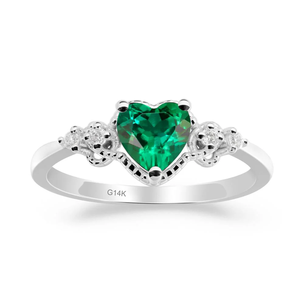 Emerald Ring with Milgrain Halo - Image 9