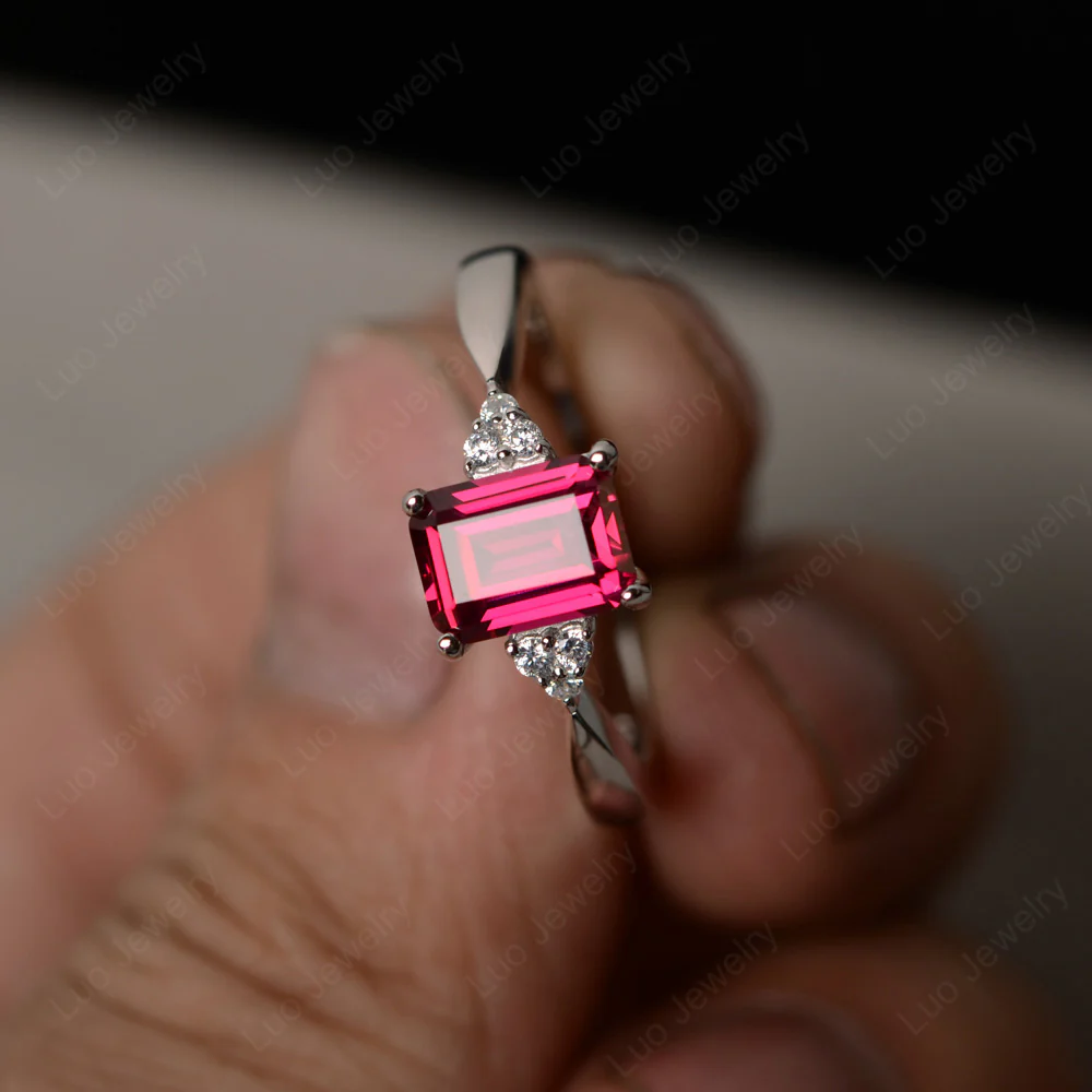 Emerald Cut Ruby Ring