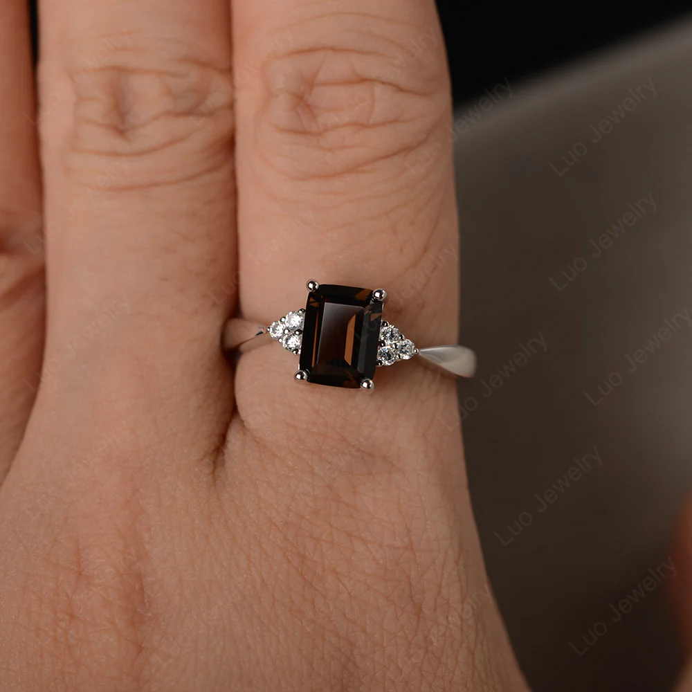 Emerald Cut Smoky Quartz Ring - Image 4
