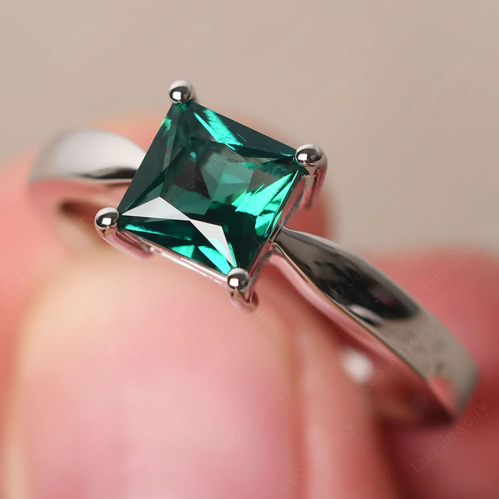 Princess Cut Emerald Tapered Band Ring