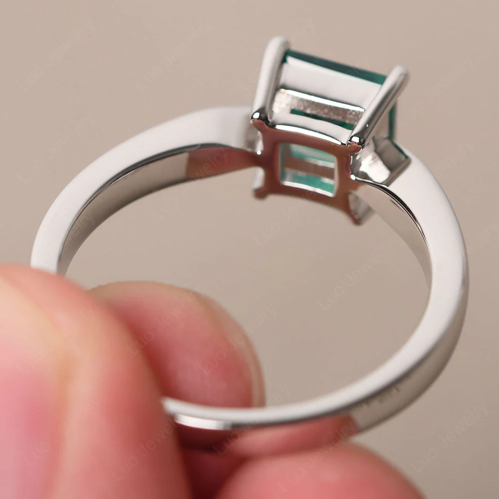 Princess Cut Emerald Tapered Band Ring - Image 3