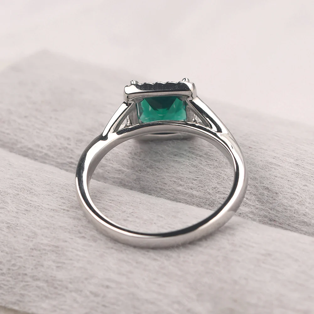 Emerald Split Shank Halo Engagement Ring - Image 4