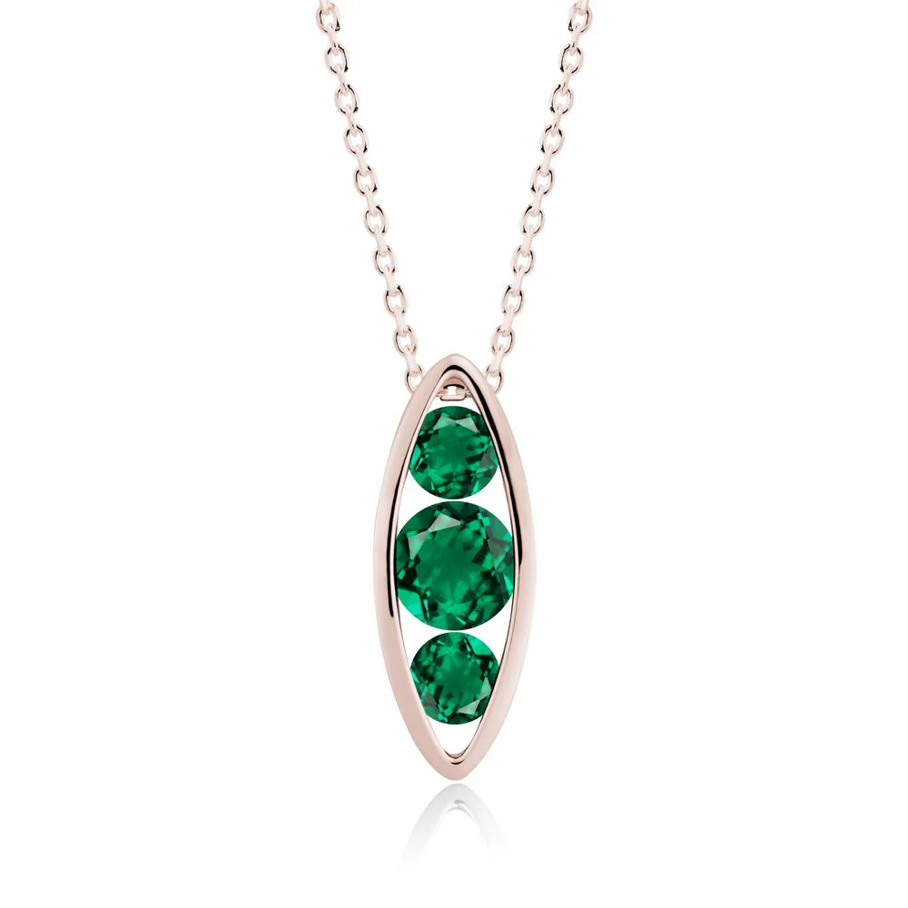 Emerald Three-Stone Marquise Pendant Necklace - Image 5