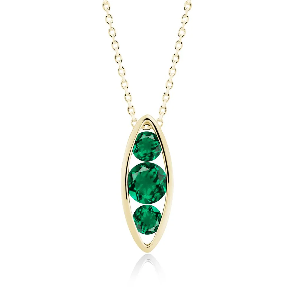 Emerald Three-Stone Marquise Pendant Necklace - Image 6