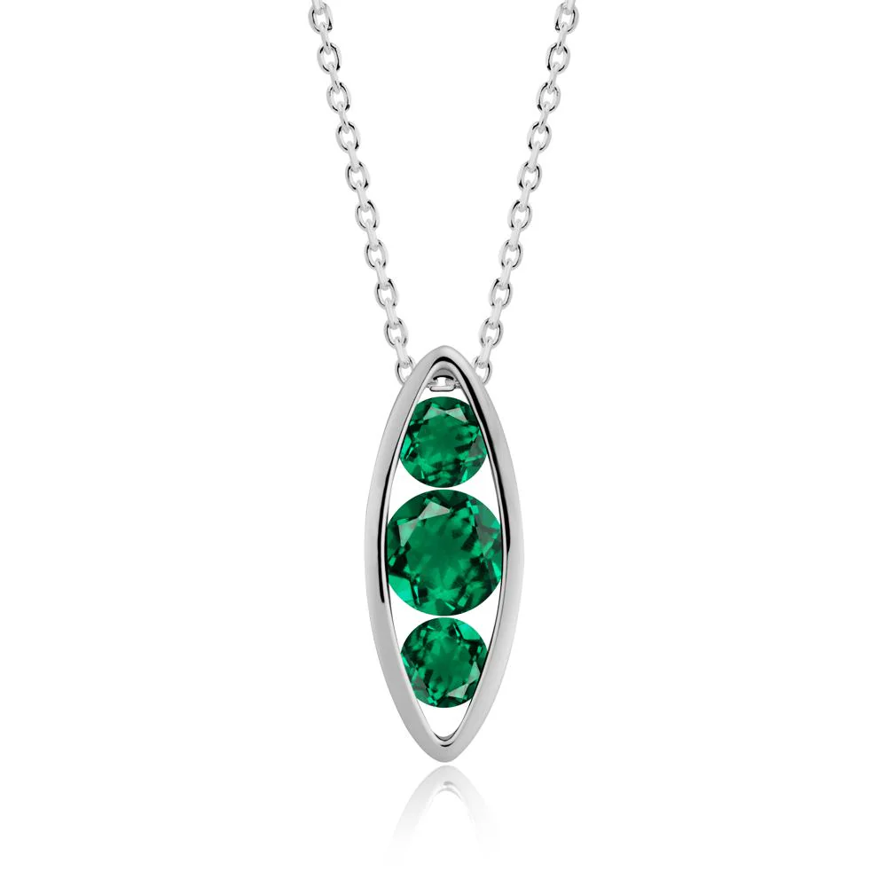Emerald Three-Stone Marquise Pendant Necklace - Image 7