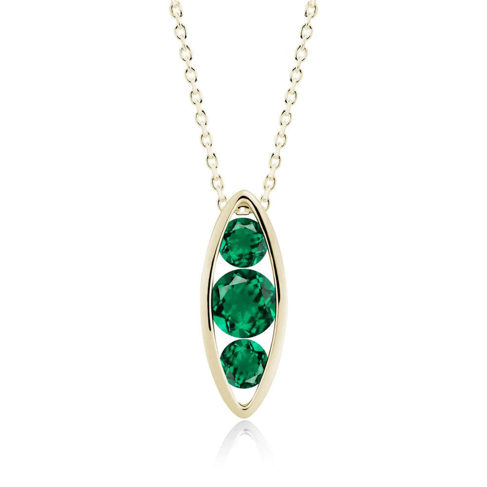 Emerald Three-Stone Marquise Pendant Necklace - Image 8